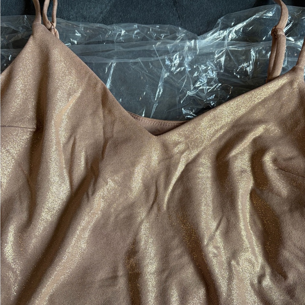 Express Metallic Rose Gold Lined Camisole Tank - Picture 4 of 4